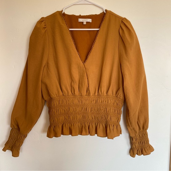 Wayf Delancy Golden Smocked Top from Saks off 5th - Picture 1 of 8